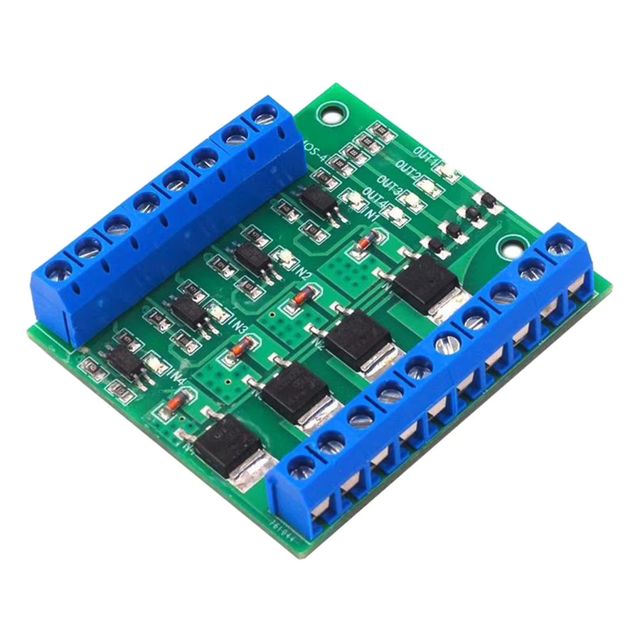 ALLOET 4-Kanal MOS FET PLC Verstärkerplatine mit PWM-Treibermodul und Optokoppler, Farbe: Grün, 3-20V zu 3,7-27V DC 10A - Bild 2