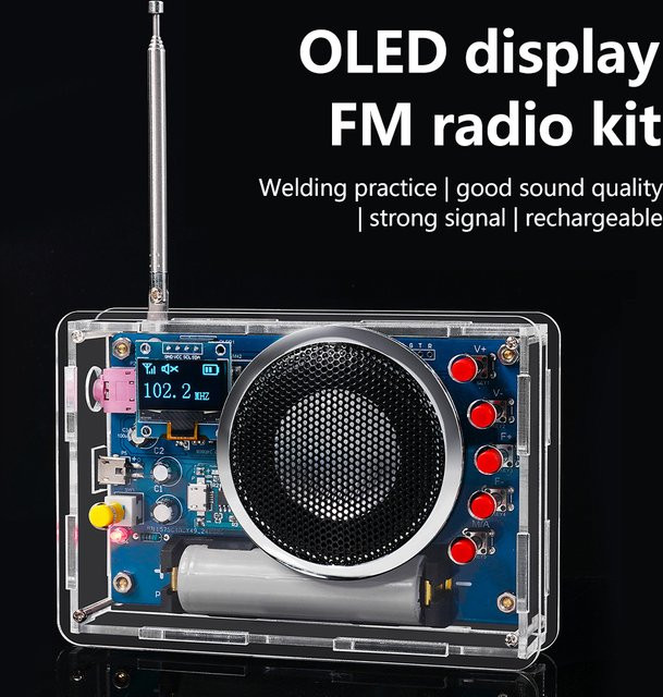 diymore RDA5807 FM Radio DIY Kit mit OLED Display, wiederaufladbar, 87-108 MHz, Multicolor - Bild 1