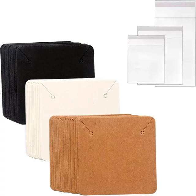 TRYTRYSEE Schmuck-Display Karten aus Kraftpapier für Halsketten, 50 Stück, Braun, B x H: 5 x 5 cm - Bild 1