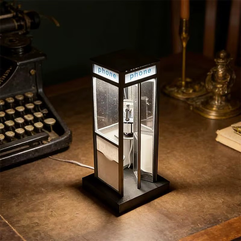 JETTING Retro-Vintage Telefonzellen-Tischlampe mit warmweißem integriertem LED-Licht - Bild 4