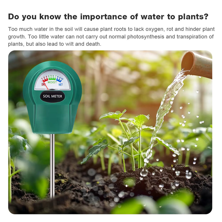 JUANJUAN Bodentester für Bodenfeuchtigkeit, pH-Wert und Fruchtbarkeit in Grün für Garten, Bauernhof und Zimmerpflanzen ohne Batterie - Bild 2