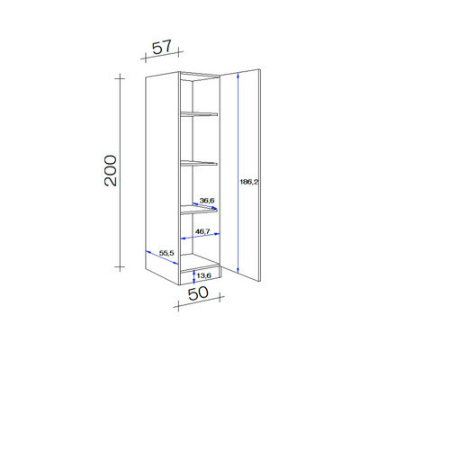 Flex-Well Vorratsschrank Morena Küchenschrank in Grau Matt und San Remo Eiche, B/H/T: 50,5 x 200 x 57 cm - Bild 2