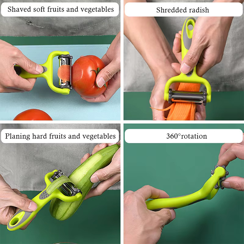 Venlohome 3-in-1 Rotationsschäler für Obst und Gemüse in Grün - Bild 4