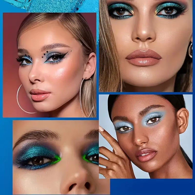 VERONNI Lidschatten-Palette, 9 Farben, Blau, Matt, Puder, Unisex - Bild 6