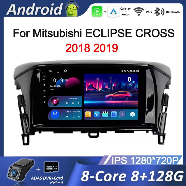KJ-NAVI Android 15 Multimedia Player mit Bluetooth, WiFi und GPS für Mitsubishi Eclipse Cross 2018 2019, Schwarz - Bild 1