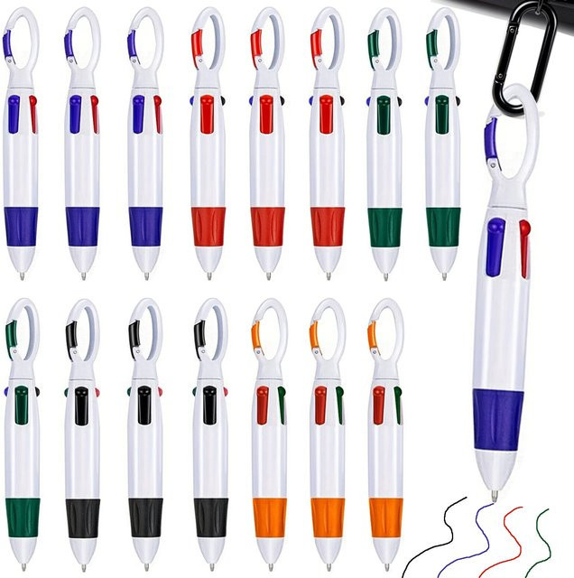 4-in-1 Mehrfarbige Kugelschreiber mit Karabinerhaken, 1,0 mm Stiftstärke, Set mit 4 Stück, Multicolor - Bild 1