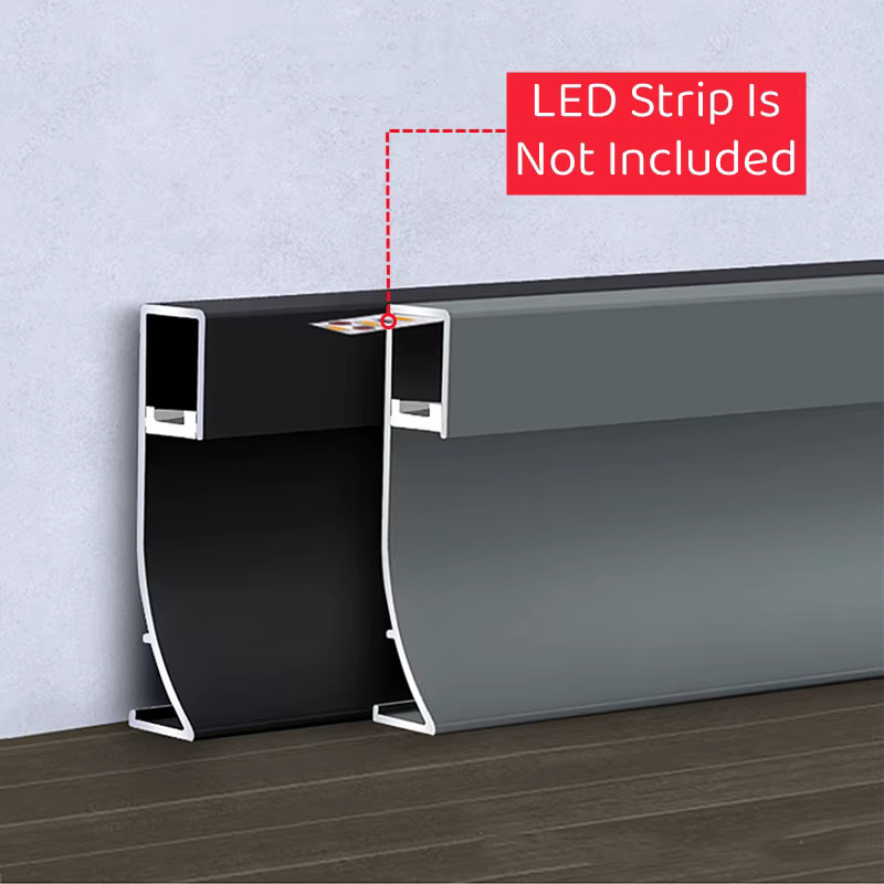 Khelse LED-Aluminiumprofil für die Einbau-Wandverkleidung als Sockellinie und Fußleiste in Weiß, H: 50 mm, B: 80 mm - Bild 3