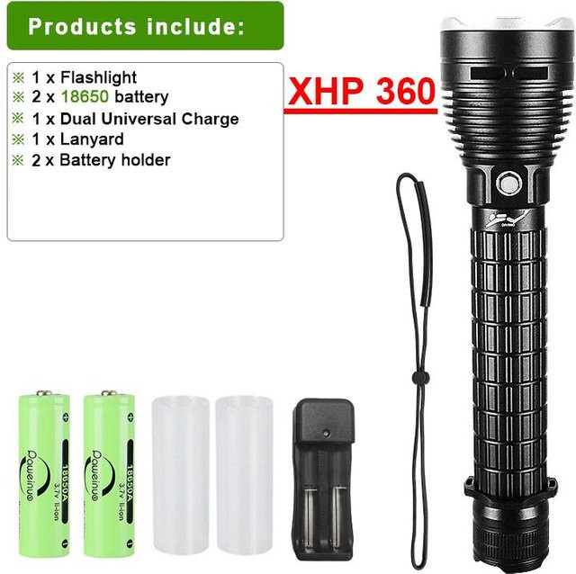 Pawell LED-Tauchtaschenlampe XHP360 in Schwarz, 10000 Lumen, IPX8 wasserdicht und dimmbar, professionelle Unterwasser-Taschenlampe aus Aluminium - Bild 1