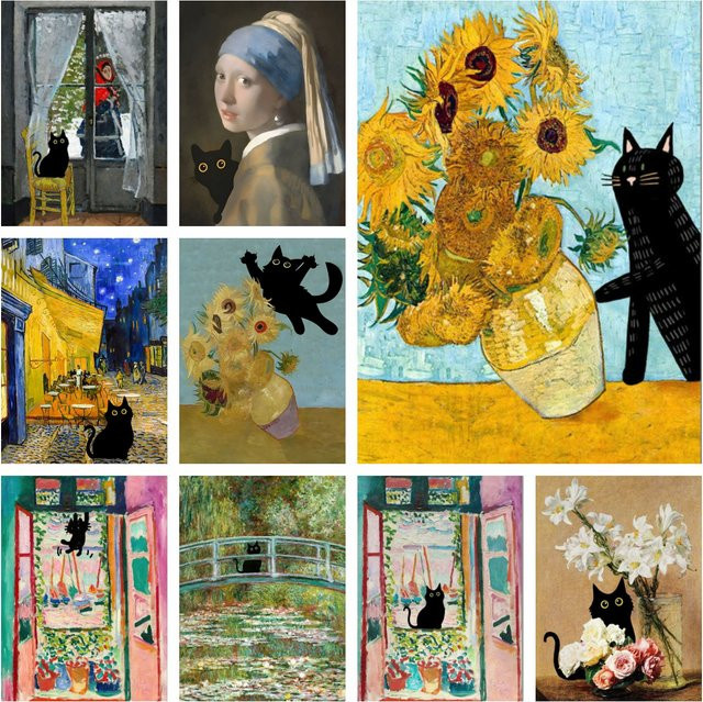 Potdemiel DIY Diamantmalerei Matisse Monet Van Gogh Mosaik Set mit runden Steinen in Multicolour, B/B/H: 20 x 20 x 20 cm - Bild 1