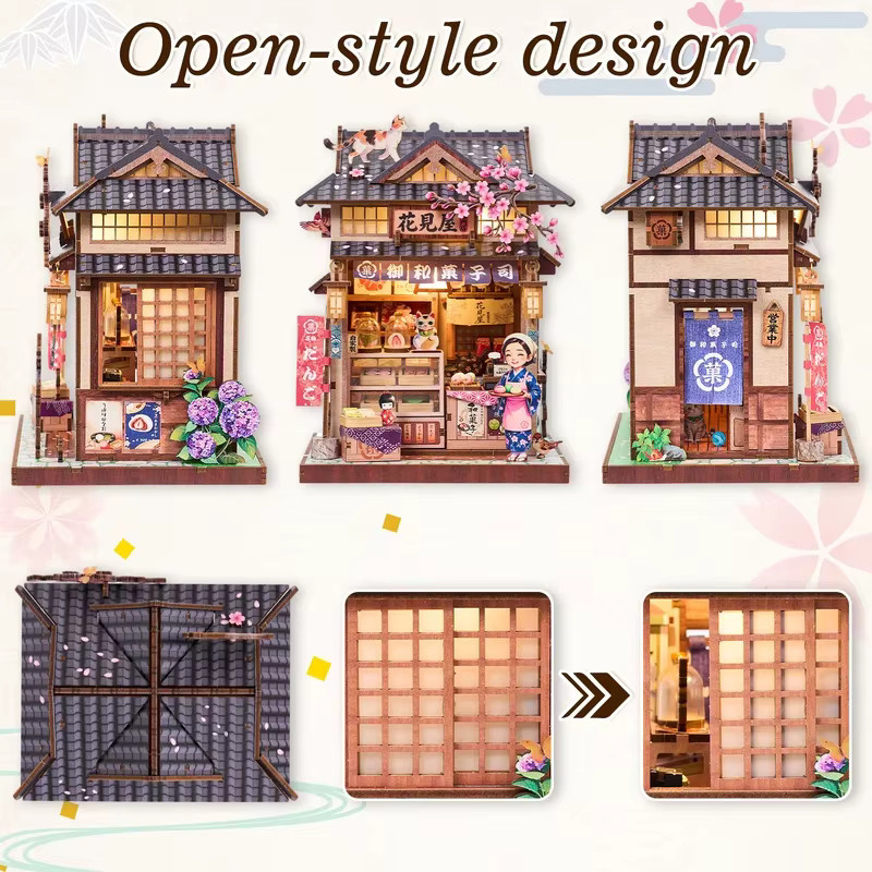 Hanamiya DIY Miniatur-Puppenhaus, 3D Holzpuzzle, Japanischer Wagashi-Laden - Bild 4