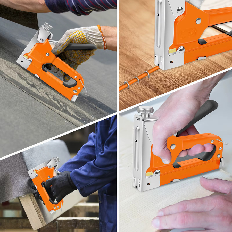 DayPlus 3-in-1 Hochleistungs-Tacker aus Stahl in Orange mit 3000 Heftklammern für Holz, Polsterarbeiten und DIY-Projekte - Bild 4
