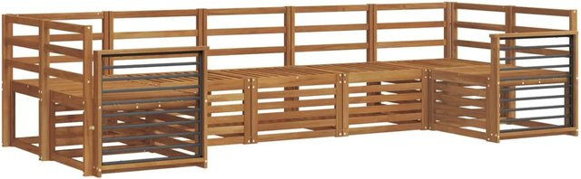 vidaXL 7-teilige Garten-Sofagarnitur aus Massivholz Akazie in Braun und Beige mit Polstern - Bild 1
