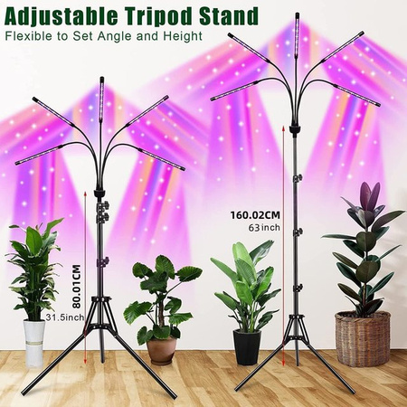 KEBINCPLED LED Pflanzenlampe mit Stativ und Fernbedienung, USB 5V Vollspektrum Wachstumslicht für Indoor und Gewächshaus, Schwarz/Multicolor