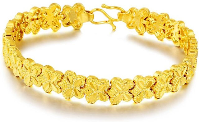 Armband, vergoldetes Messing, Vierblättriges Kleeblatt, Damen - Bild 1