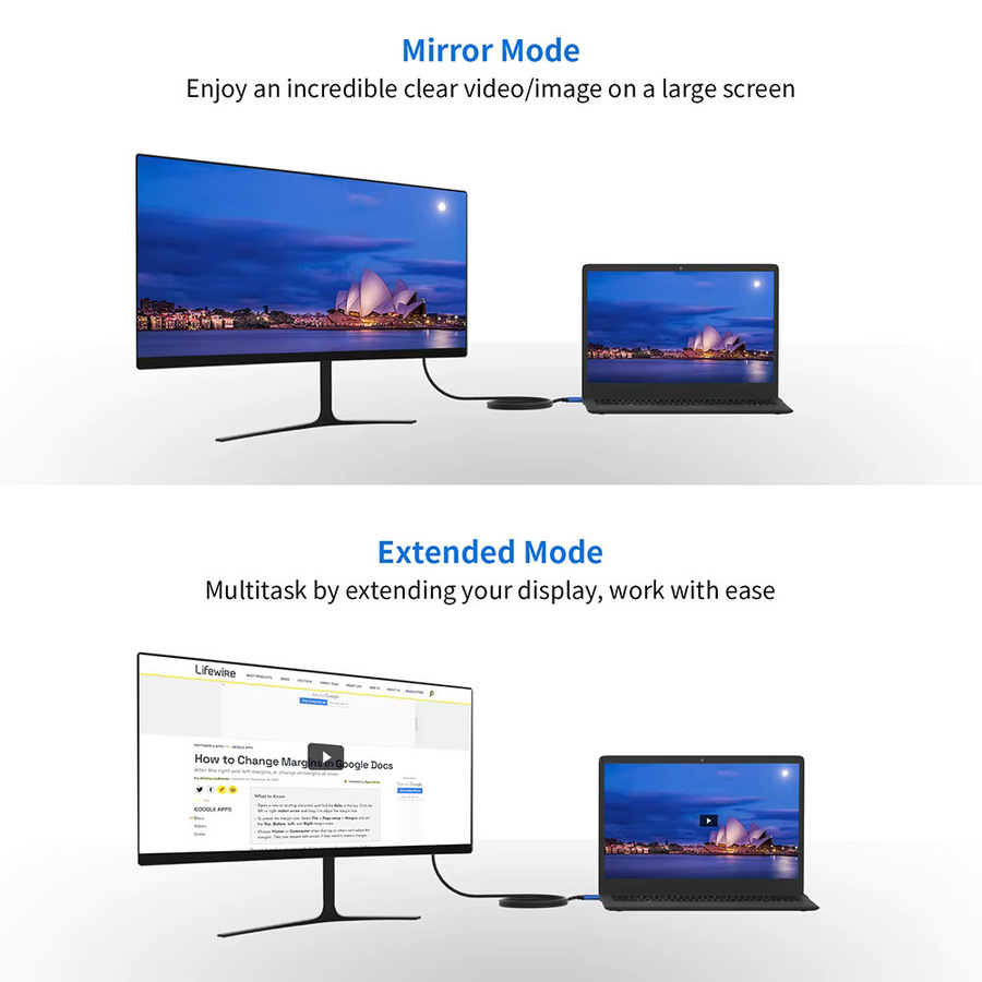VBDWRM Mini Displayport zu Displayport Kabel bidirektional 8K 144Hz in Weiß - Bild 3