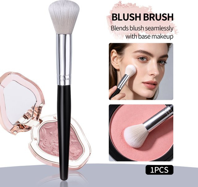 KOSSHOW Rouge-Make-up-Pinsel, synthetisches Haar, schwarz-silber - Bild 1