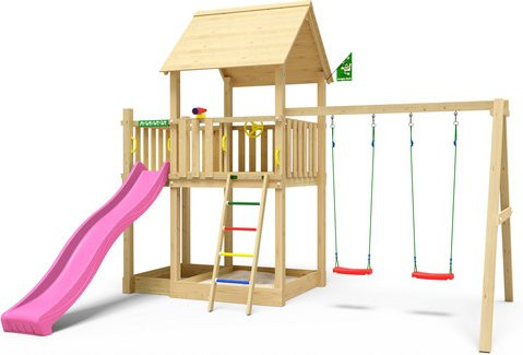 JUNGLE GYM Spielturm Silvi in Fuchsia und Grün, B/T/H: 365 x 443 x 349 cm - Bild 1