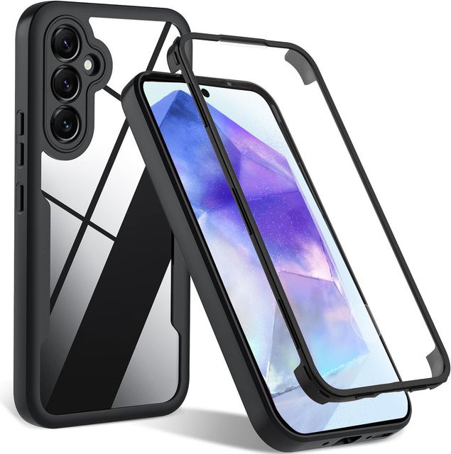 Stoßfeste 360 Grad Vollschutz Hülle für Samsung Galaxy A55 5G, A35, A54, A14, A34, A53, A13, A33, A72, A52S, A16, A26, A36, A56, A22 4G in Transparent - Bild 1