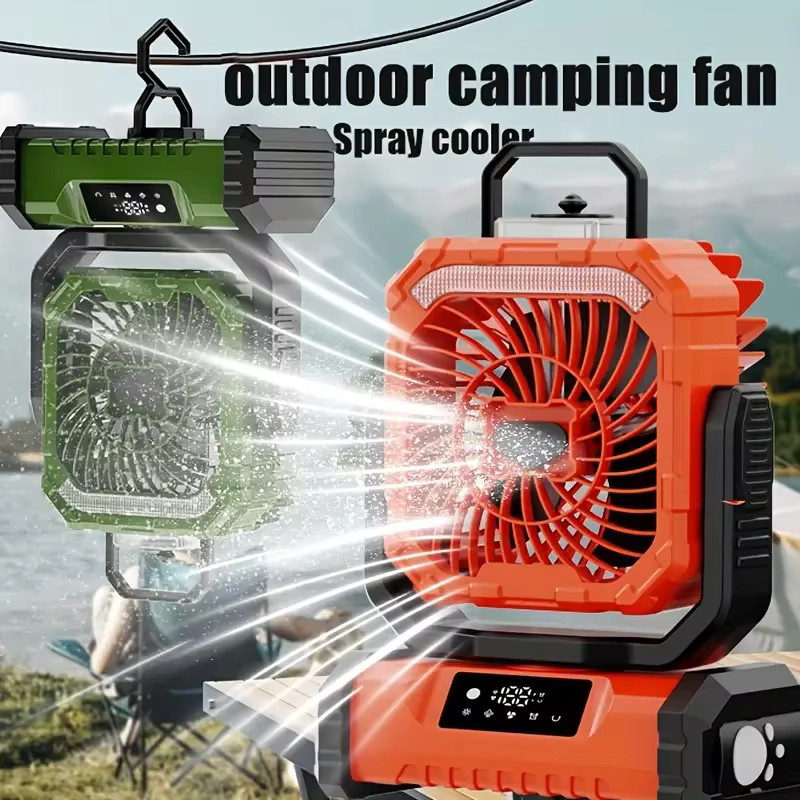 DUTRIEUX Campingventilator mit Fernbedienung, 5 Geschwindigkeitsstufen, LED-Licht und Haken in Blau oder Orange - Bild 3