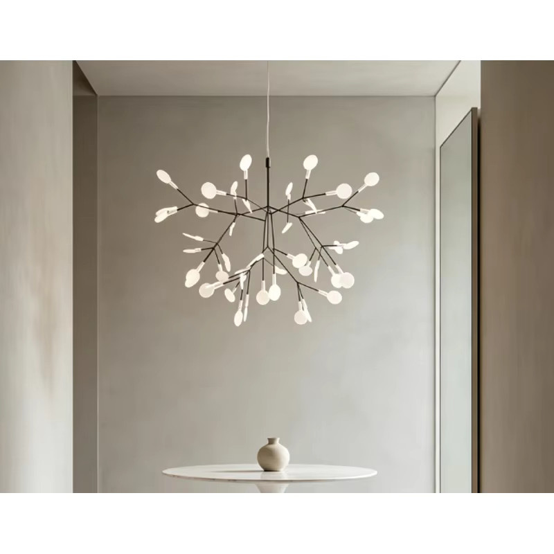 HomeLover LED-Kronleuchter im nordischen Stil als Firefly-Zweiglampe aus Metall für Wohnzimmer, Esszimmer oder Schlafzimmer, Farbe: Weiß oder Schwarz, Lichtfarbe: Warmweiß - Bild 2