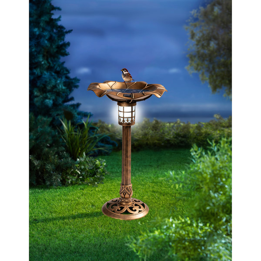 Solar-LED-Vogeltränke von viva domo in Gold und Braun - Bild 2