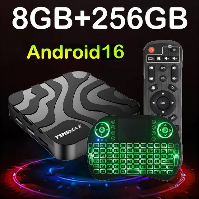 YOZHIXU T95 Max 8K Smart TV Box mit Android 16, Allwinner H618, Dual WLAN 5G und Bluetooth 6.0, Media Streamer in Schwarz - Bild 1