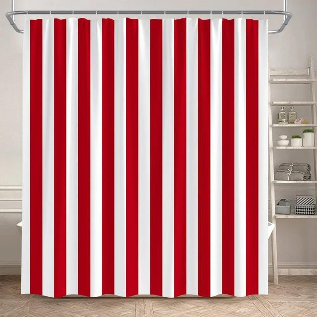 Baifenbai Home Furnishing Duschvorhang mit schwarz-weiß gestreiftem geometrischem Muster aus Polyester, B/H: 180 x 200 cm - Bild 1