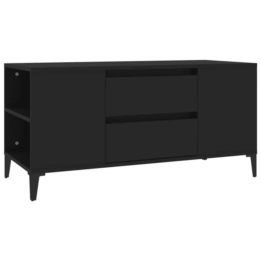 vidaXL TV-Schrank im Industrial-Design in Schwarz Matt, B/T/H: 102 x 44,5 x 50 cm - Bild 2