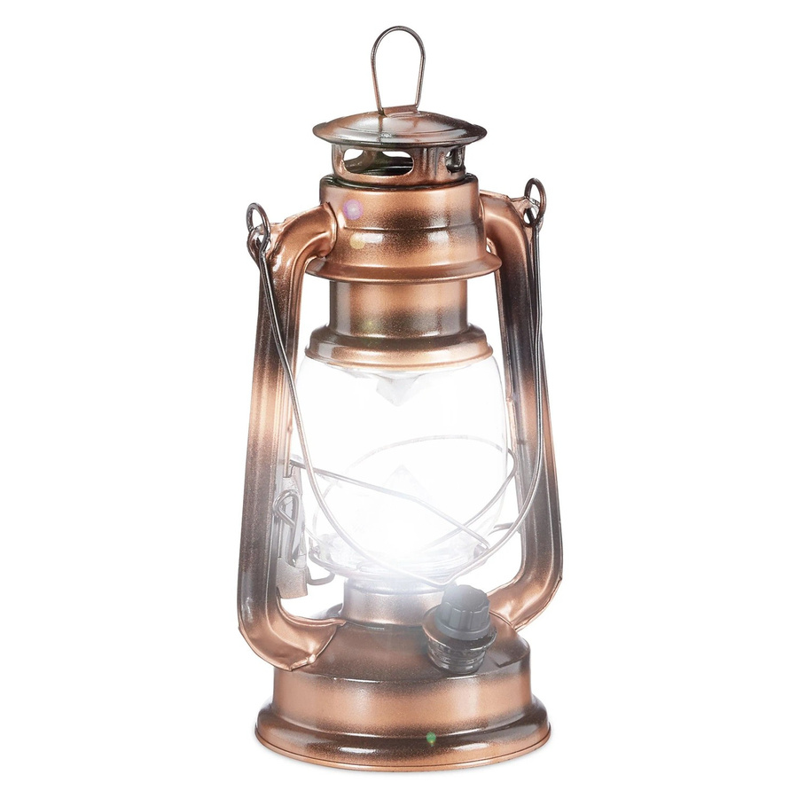 Relaxdays LED Sturmlaterne in Kupfer im Vintage Look, dimmbar, Eisen und Glas, B/T/H: 24 x 15 x 11,5 cm - Bild 2