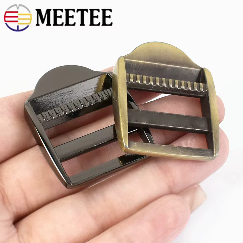 Meetee Metallschnalle aus Stahl für Rucksack und Gurtband, verstellbarer Verschluss und Tri-Glide-Ringe, Schwarz - Bild 3
