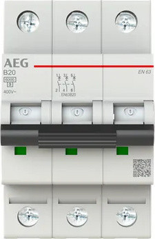 AEG Leitungsschutzschalter Elfaplus 6kA B20A 3P (2CDS253088R0205) - Bild 1