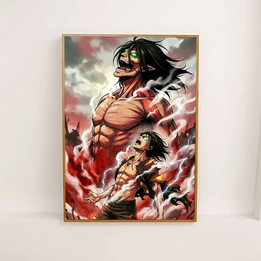 KAYOU Anime Attack On Titan Poster, selbstklebender wasserfester Papieraufkleber, mehrfarbig, rechteckig - Bild 3