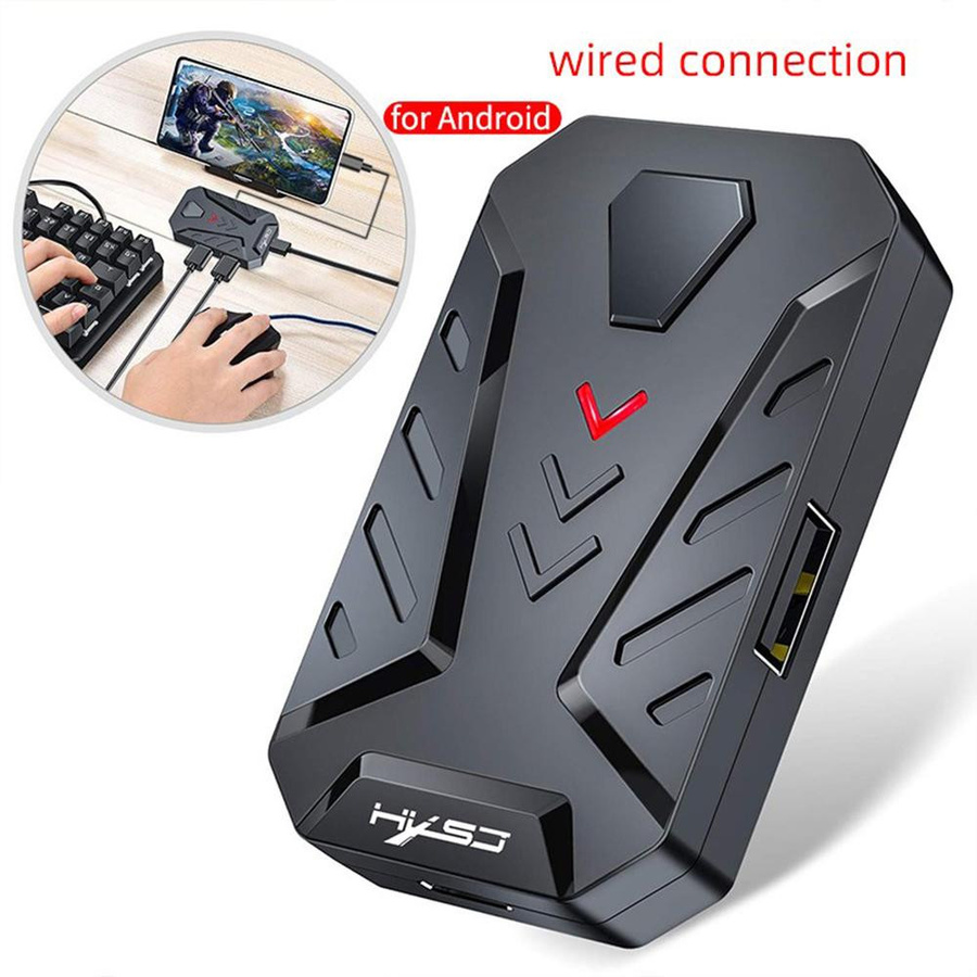HXSJ P8 Kabelgebundener Tastatur-Maus-Konverter mit 3 USB-Anschlüssen, tragbarer Adapter für mobiles Gaming, Schwarz - Bild 4