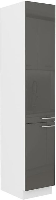 Küchen Hochschrank Lara Grau Hochglanz mit fünf Böden - Bild 1