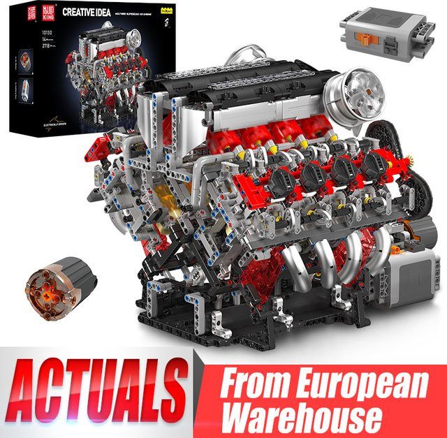 Mould King F488 Supercar V8 Motor, Baustein-Set, ab 14 Jahren - Bild 1
