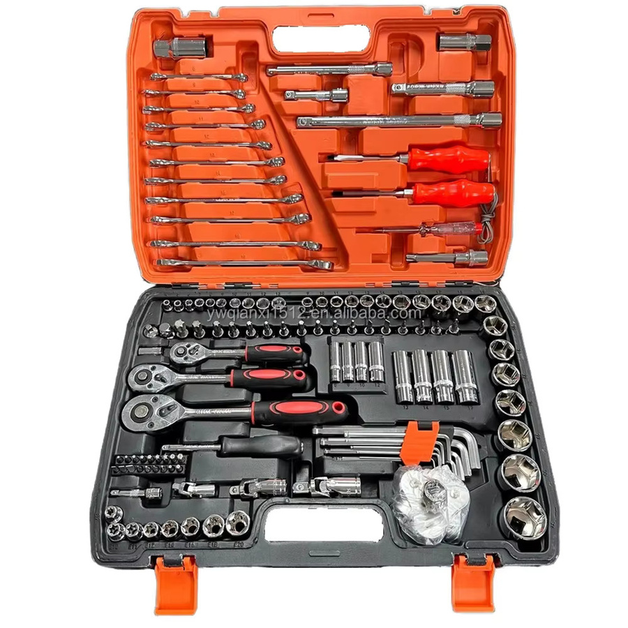 Podofo 121-teiliges Ratschen- und Steckschlüssel-Set in Multicolor mit 1/2 Zoll, 3/8 Zoll und 1/4 Zoll Ratschen sowie Hülsen und Kombischlüsseln für Autoreparaturen und Mechanikerarbeiten - Bild 5