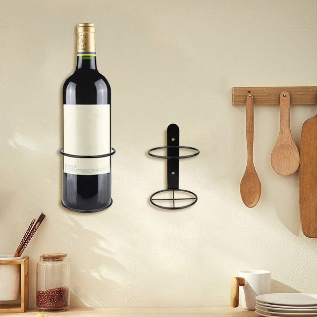 NOCCLILI Weinflaschenhalter aus Metall für die Wandmontage, minimalistisches Weinregal in Schwarz Matt für Küche und Bar - Bild 1