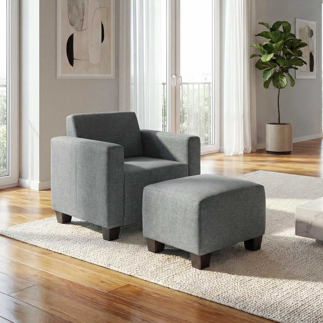 MCW Modularer Loungesessel Moncalieri mit Ottomane aus Stoff in Grau - Bild 1