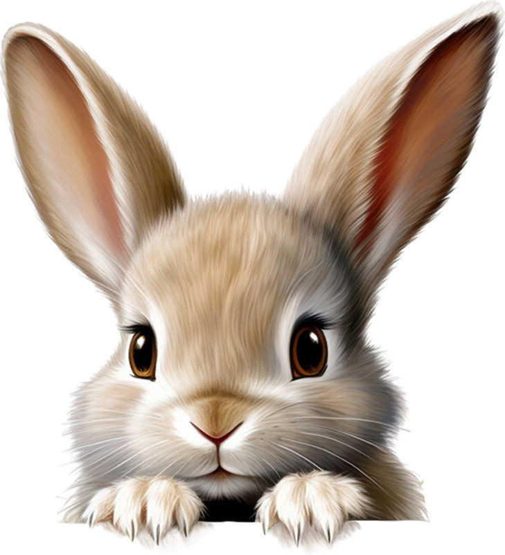 Selbstklebender Wandaufkleber Hase mit langen Ohren in Beige aus Kunststoff für Kinder und zur Dekoration von Küche oder Wohnzimmer - Bild 1