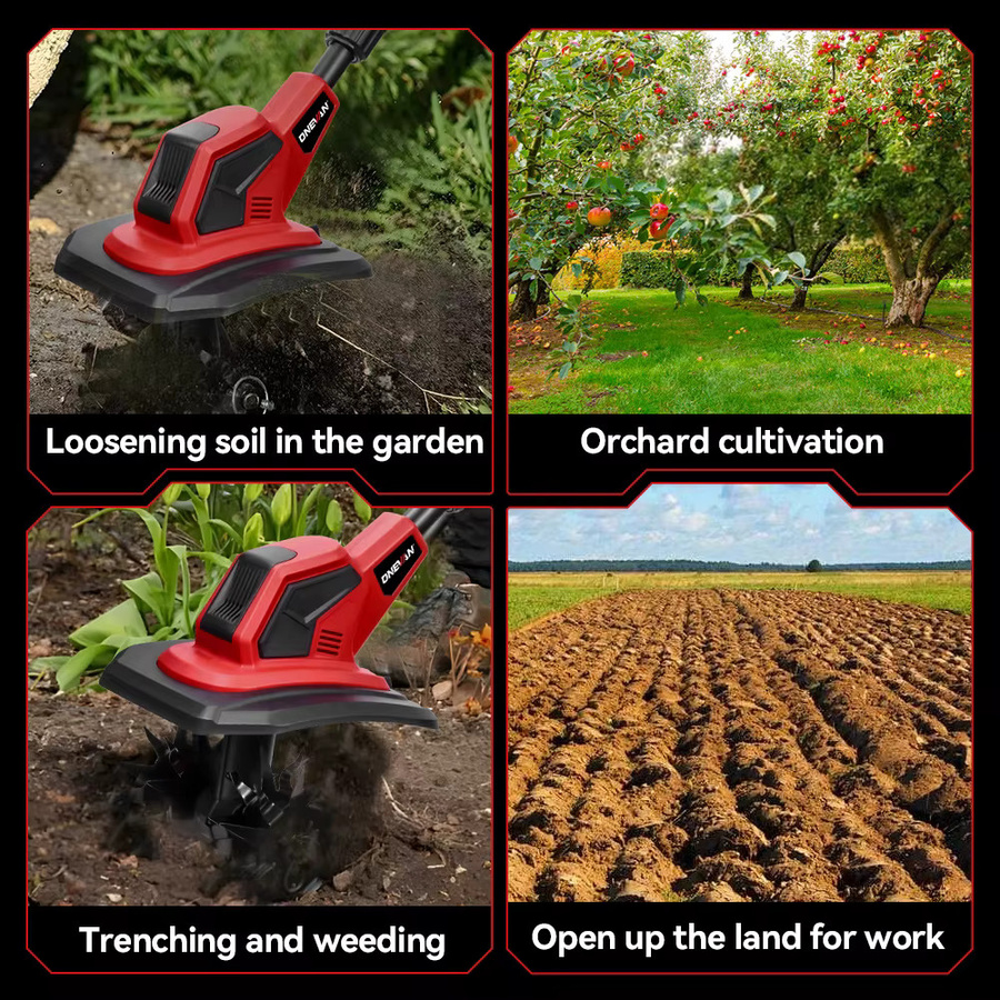 ONEVAN Bürstenloser Elektro-Gartenfräser 2500W in Rot für Makita LXT 18V Akku - Bild 2