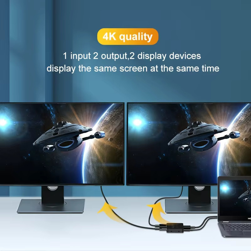 4K HDMI Splitter Dual Monitor Extender mit 1 Eingang und 2 Ausgängen, Full HD 1080P und 3D-Unterstützung, Schwarz, USB-betrieben mit Cat 5 Anschluss - Bild 3
