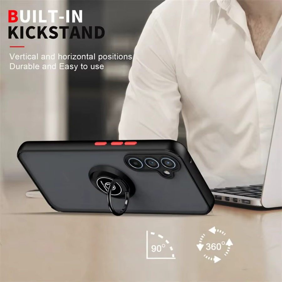 Magnetische Ring Schutzhülle für Samsung Galaxy A57 A37 A16 A26 A36 A56 A17 A07 4G 5G in Schwarz mit Frosted Hardcase Design - Bild 4