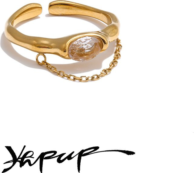 Yhpup Ring Edelstahl, Gold, Zirkonia, Unisex, Größe 7 - Bild 1