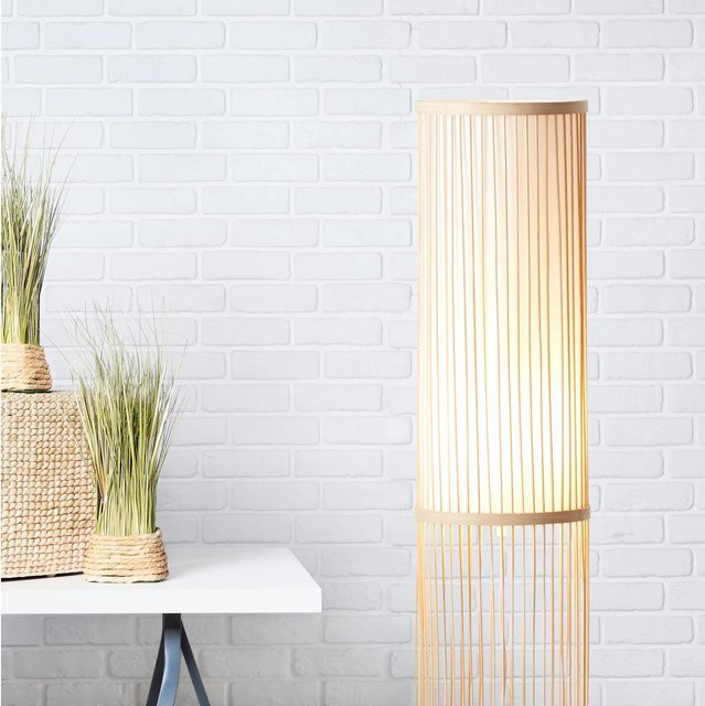 Brilliant Stehlampe Nori aus Bambus und Textil in Natur und Weiß, B/H/T: 20 x 90,5 x 20 cm, E27 - Bild 1