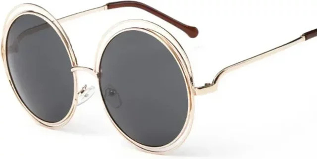 XaYbZc Sonnenbrille, Vollrand, Rund, Metall, Gold, Damen - Bild 1