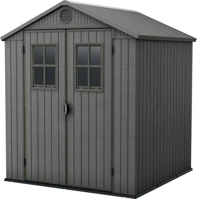 Keter Gartenhaus Darwin 66 mit Satteldach aus Kunststoff in Grau, B/T/H: 190 x 183 x 221 cm - Bild 1