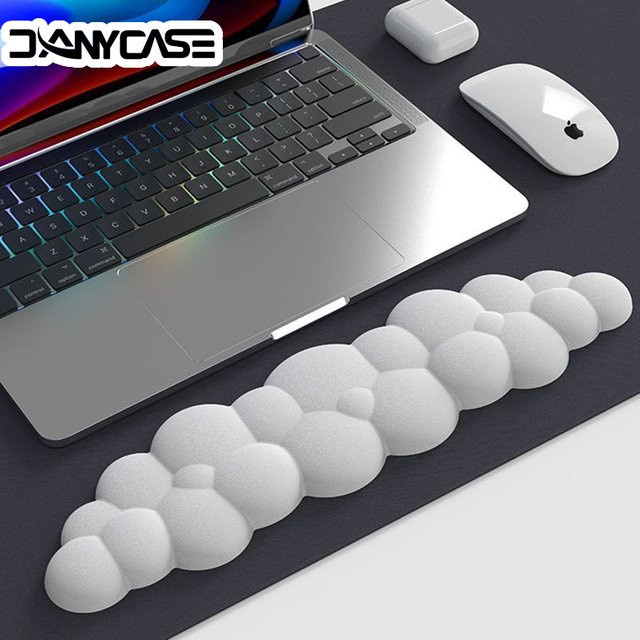 DANYCASE Cloud-Mauspad und Tastatur-Handgelenkauflage aus weichem Leder mit Memory-Schaum in Blau - Bild 1