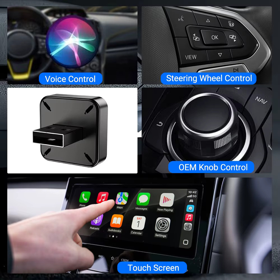 XUDA 2-in-1 Mini Kabelloser CarPlay und Android Auto Adapter in Schwarz – Konverter von kabelgebunden zu kabellos mit Plug & Play und OTA-Updates - Bild 4