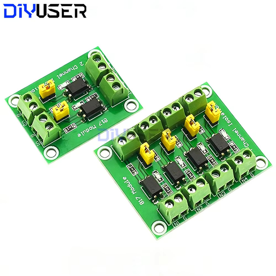 DIYUSER PC817 4-Kanal-Optokoppler-Isolationsplatine Spannungswandler-Adapter 3,3 V auf 5 V, Farbe: Grün - Bild 1