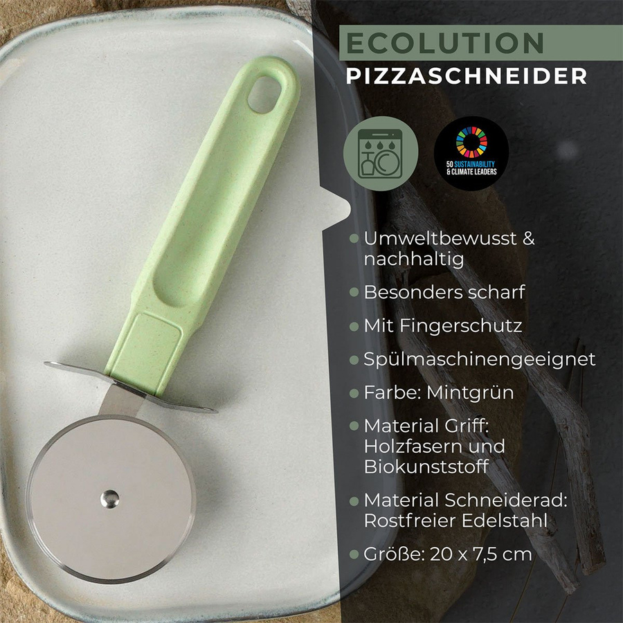 Fackelmann Pizzaschneider Ecolution in Grau und Grün aus Edelstahl und Kunststoff, spülmaschinenfest - Bild 3
